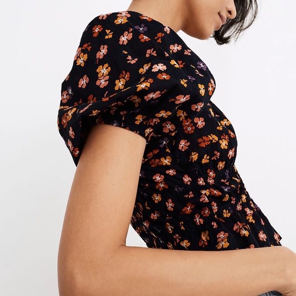 Madewell | Smocked-Waist Crop Top in Aloha Floral - Picture 6 of 8